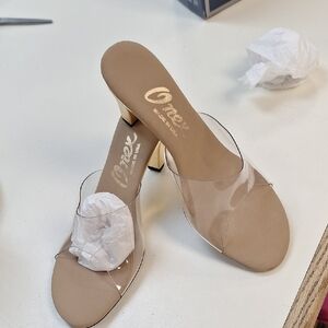 Onex Clear and Tan Heels